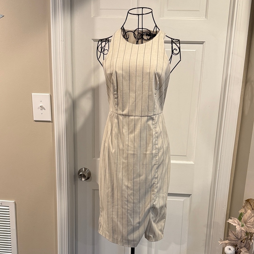 Banana Republic Cream Striped Midi Dress
